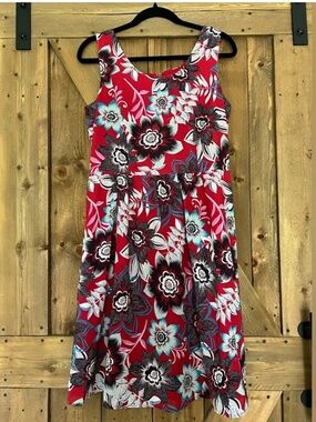 Talbots Red Cotton Voille Sleeveless Dress Size 8